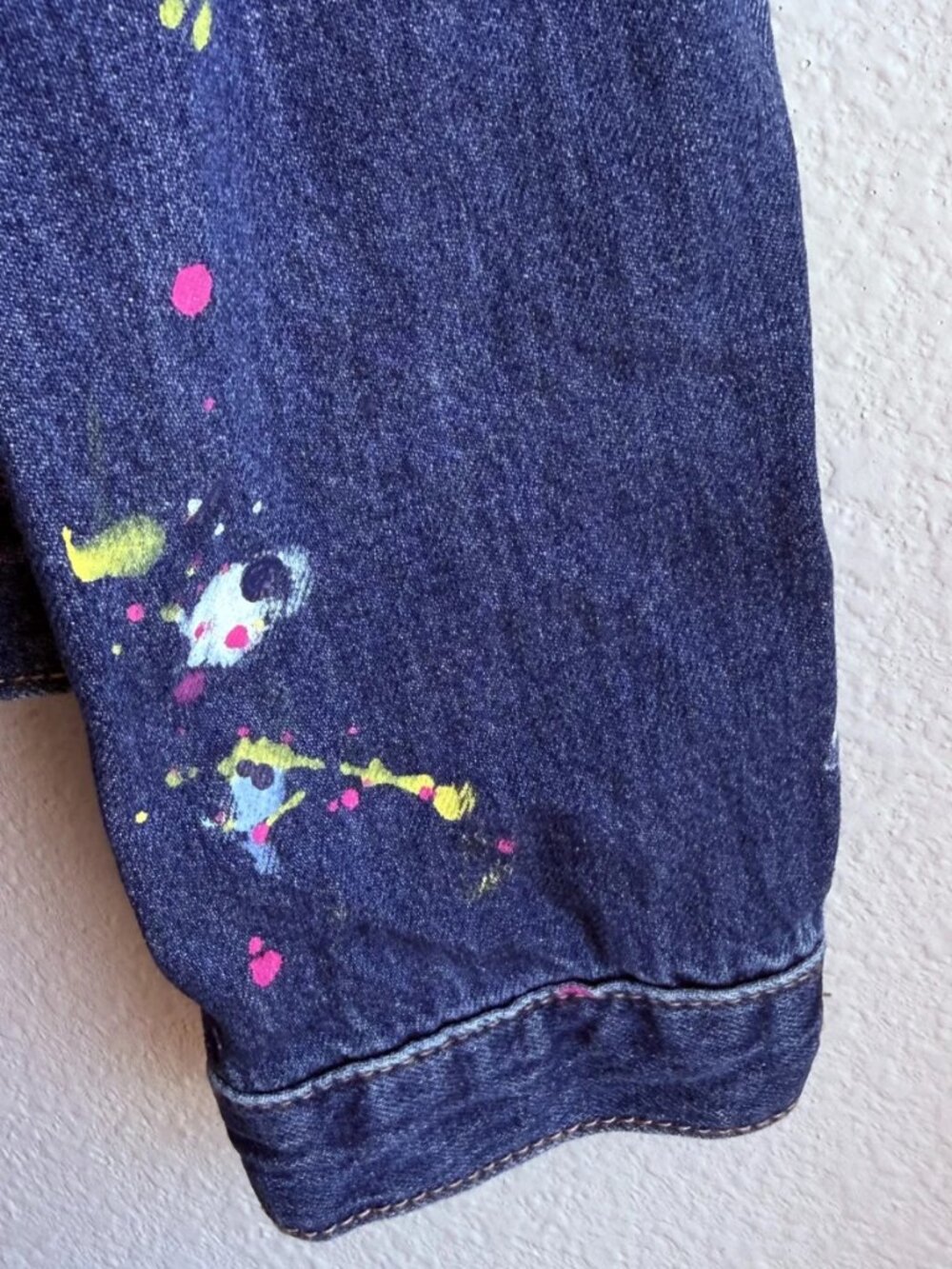 GAP Kids ED Ellen DeGeneres Denim Jacket ARTIST Paint Splatter XXL Regular - Picture 11 of 16
